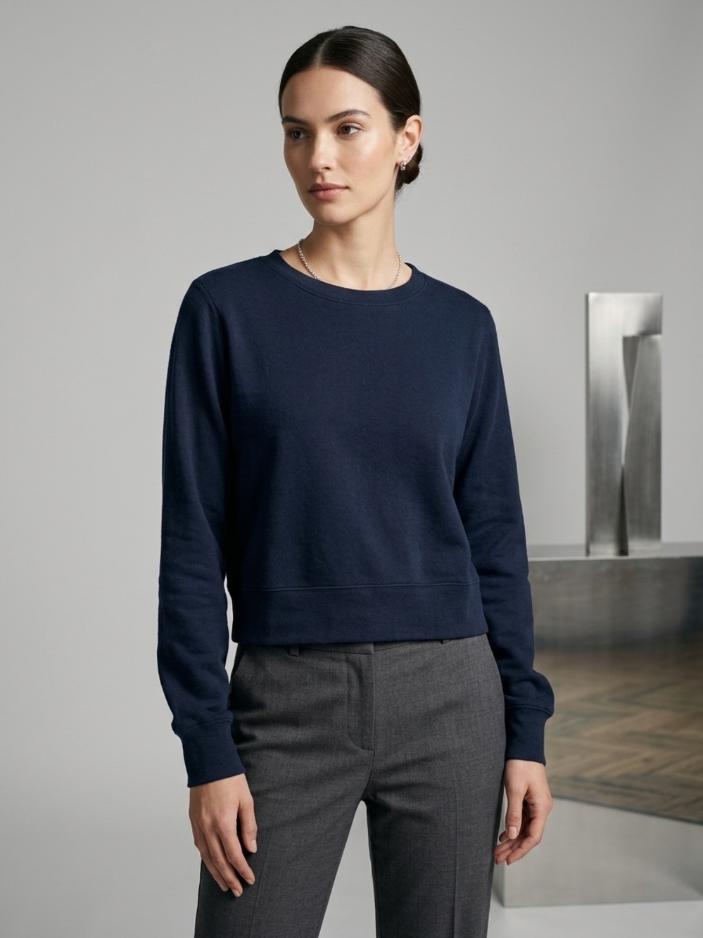 Joe Fresh Navy Long Sleeve Crewneck Sweatshirt